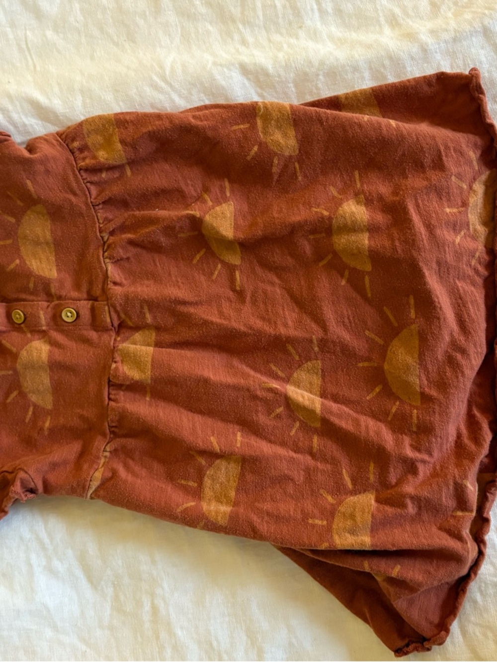 Girls' Rust Sun Print Casual Dress
